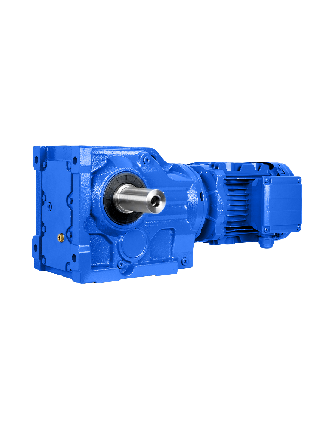 K Series industrial helical gearbox with motor - side view