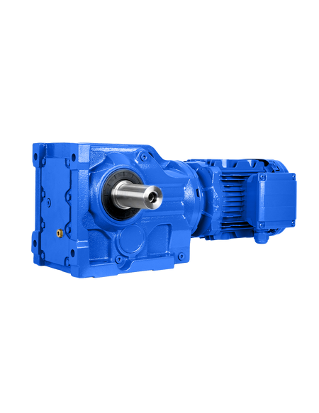 K Series industrial helical gearbox with motor - side view